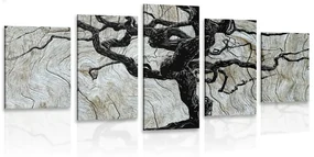 Tablou 5-piese copacul abstract pe lemn