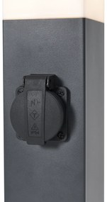 Lampă de exterior gri închis cu sticlă opală 45cm IP44 cu priză și senzor de mișcare - Malios