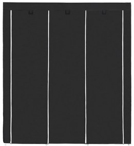 Dulap Haine cu 5 Rafturi si 2 Bare, Husa Detasabila, Metal, Negru, Vasagle, RYG12B