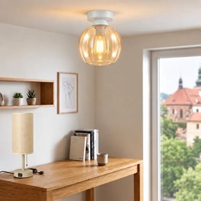 BRILAGI - Plafonieră LED R GLASS 1xE27/60W/230V Ø 18 cm alb/bej fumuriu