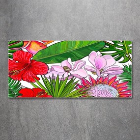 Tablou sticlă acrilică Flori hawaii