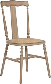 Scaun dining romantic din lemn de cedru cu șezut împletit din rattan, 50×40×94 cm, „Camille"