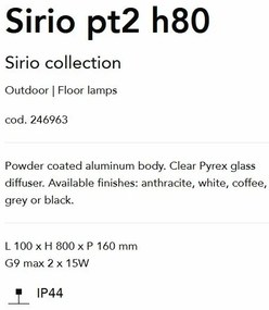 Stalp de iluminat exterior IP44 SIRIO PT2 H80 NERO