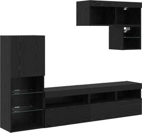 vidaXL Unități pentru Pereți de TV 6 pcs Stejar Negru Lemn compozit