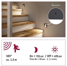 Paulmann 80004 - LED 1W lampă scări cu senzor TSARO 230V negru