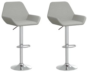 339354 vidaXL Scaune de bar, 2 buc., gri deschis, material textil