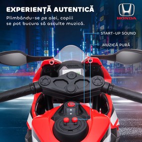 HOMCOM Motocicleta Electrică Copii 6V pentru Copii 3-5 Ani - 30 kg, 3 km/h, Roți și Muzică, 90x44x52 cm, Roșie | Aosom Romania