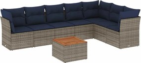 vidaXL Set canapele de grădină cu perne, 8 piese, gri, poliratan