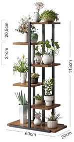 Suport pentru flori – etajeră modernă cu 6 rafturi, 113x60x20 cm