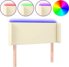 vidaXL Tăblie de pat cu LED, crem, 83x16x78/88 cm, piele ecologică