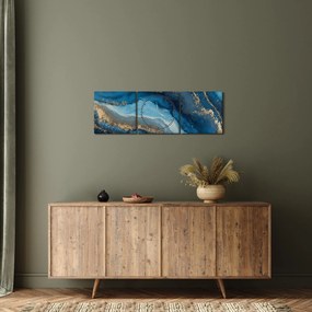 Tablou - Abstracție marmură albastră (cu ceas) (90x30 cm)