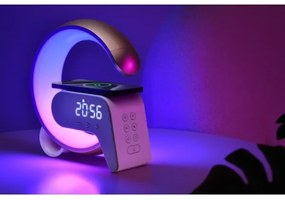Lampă LED RGB dimabilă cu ceas deșteptător și încărcare Qi Immax 08987L 30W/230V argintiu