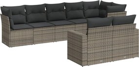 vidaXL Set canapele de grădină cu perne, 8 piese, gri, poliratan