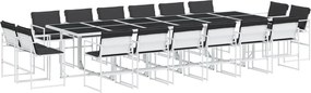 vidaXL Set mobilier de grădină, 17 piese, cu perne, alb, textilenă