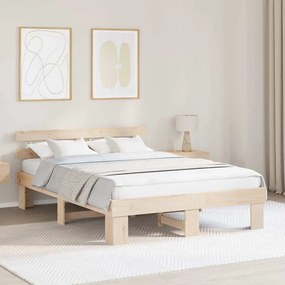 vidaXL Cadru de pat cu spătar 150x200 cm din lemn masiv de pin