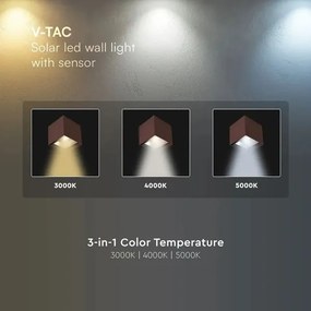 LED Sol aplică de perete cu senzor LED/9W/3,7V 3000/4000/5000K IP65 2600 mAh maro