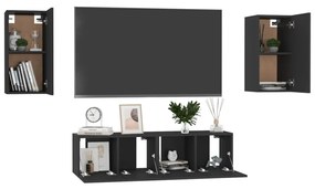 Set dulapuri TV, 4 piese, negru, PAL Negru, 60 x 30 x 30 cm (2 pcs), 1