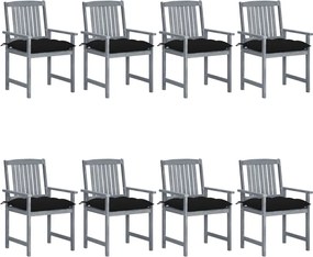 vidaXL Scaune de grădină cu perne, 8 buc., gri, lemn masiv de acacia