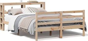 vidaXL Cadru de pat fără saltea, 140x190 cm, lemn masiv de pin