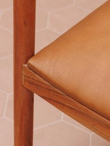 Scaun dining maro din piele naturala si lemn masiv de salcam, Khezia