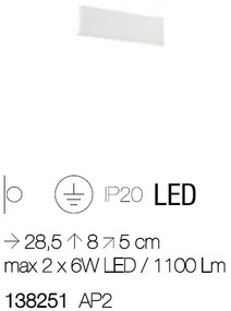 Aplica de perete design modern LED DESK AP2 BIANCO 138251