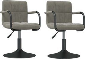 vidaXL Scaune rotative de bucătărie, 2 buc., gri deschis, catifea