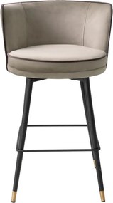 Scaun de bar pivotant design LUX Grenada Counter, catifea Savona greige