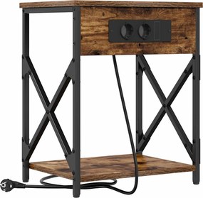 vidaXL Dulap de noapte Stejar fumuriu 41 x 31 x 51 cm Lemn compozit