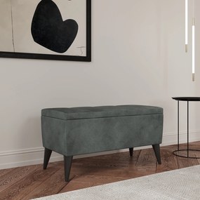 Bancheta Tapitata Mera, cu spatiu depozitare, Menta, Stofa, 80 x 37 x 42 cm