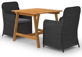 vidaXL Set mobilier de grădină, 3 piese, negru