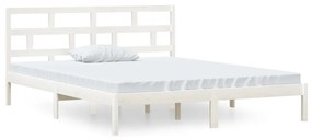 3101189 vidaXL Cadru de pat mic dublu, alb, 120x190 cm, lemn masiv