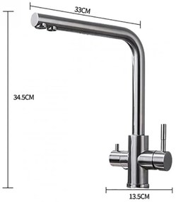 Baterie Bucatarie cu 3 Cai , Inox, Apa Filtrata, Esn1754