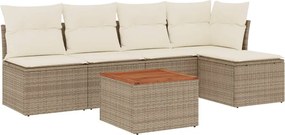 vidaXL Set canapele de grădină cu perne, 6 piese, bej, poliratan