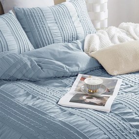 Lenjerie de pat din microfibră creponată NELLA albastru ceresc