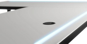Supermobel Birou pe colt N s LED, 200/135x73-76x65, alb/picioare negre, stânga
