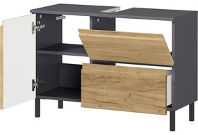 Dulap gri închis sub chiuvetă cu aspect de stejar 80x56 cm Salinas - Germania