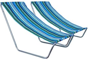 Set de 2 sezlonguri pliante pentru plaja SAND, albastru-alb
