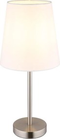 Lampa de masa metal nickel abajur textil alb JORIS