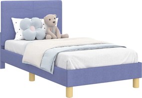 vidaXL Cadru de pat pentru copii cu spătar Albastru Jeans 80 x 160 cm