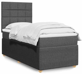 vidaXL Pat box spring cu saltea, gri închis, 80x200 cm, textil