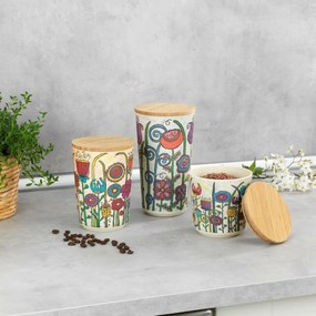 Doză Wenko Flowers, cu capac din bambus, 700 ml, M