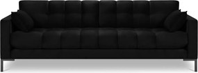 Canapea 4 locuri, Mamaia, Micadoni Home, BL, 217x92x75 cm, catifea, negru