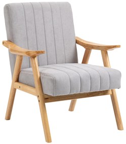 HOMCOM Fotoliu în Design Scandinavian, Catifea, Lemn Masiv, 68 cm x 74 cm x 82 cm, Gri deschis | Aosom Romania