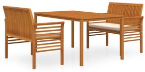 3120457 vidaXL Set mobilier de exterior cu perne, 3 piese, lemn masiv acacia