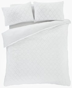 Lenjerie de pat albă din micropluș pentru pat dublu 200x200 cm Cosy Diamond – Catherine Lansfield
