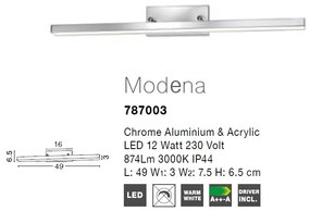 Aplica perete LED pentru baie IP44 Modena 12W NVL-787003