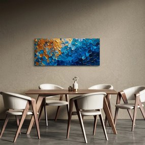 Tablou - Pictura albastru-auriu (120x50 cm)