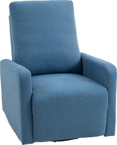 HOMCOM Fotoliu Relaxant Reclinabil Manual la 135°, Rotativ la 360° cu Funcție de Balans, Albastru | Aosom Romania