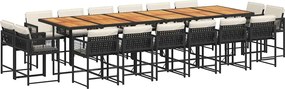 vidaXL Set mobilier de grădină cu perne, 17 piese, negru, poliratan
