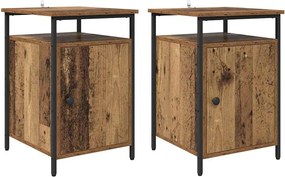 vidaXL Dulap de noapte 2 pcs Lemn vechi 40 x 42 x 60cm Lemn compozit